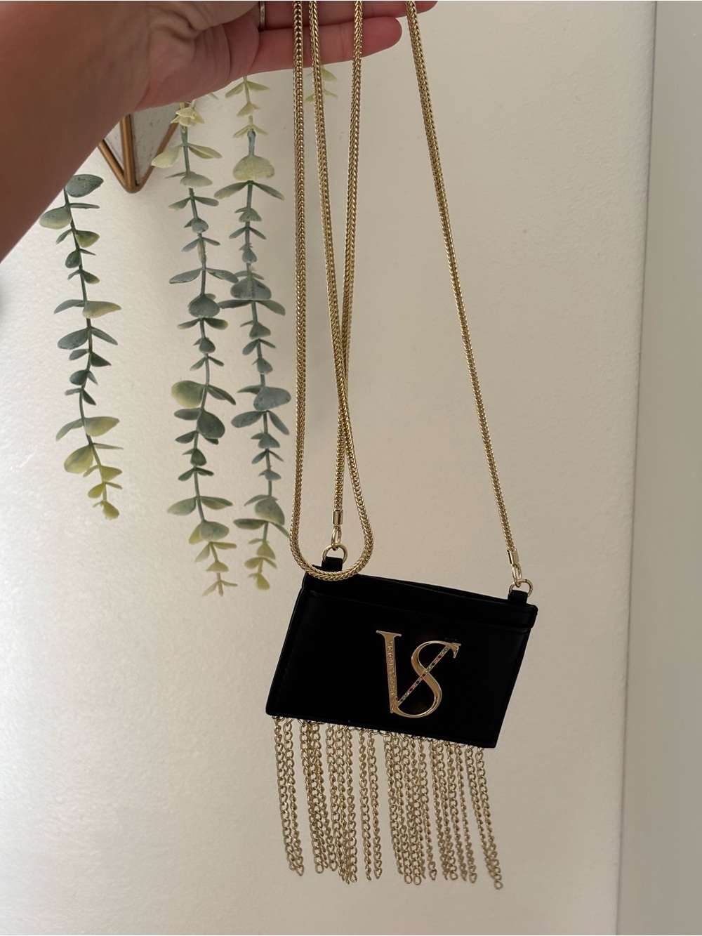 Victoria's Secret Black and Gold Fringe Chain Crossbody Wallet - Picture 7 of 7